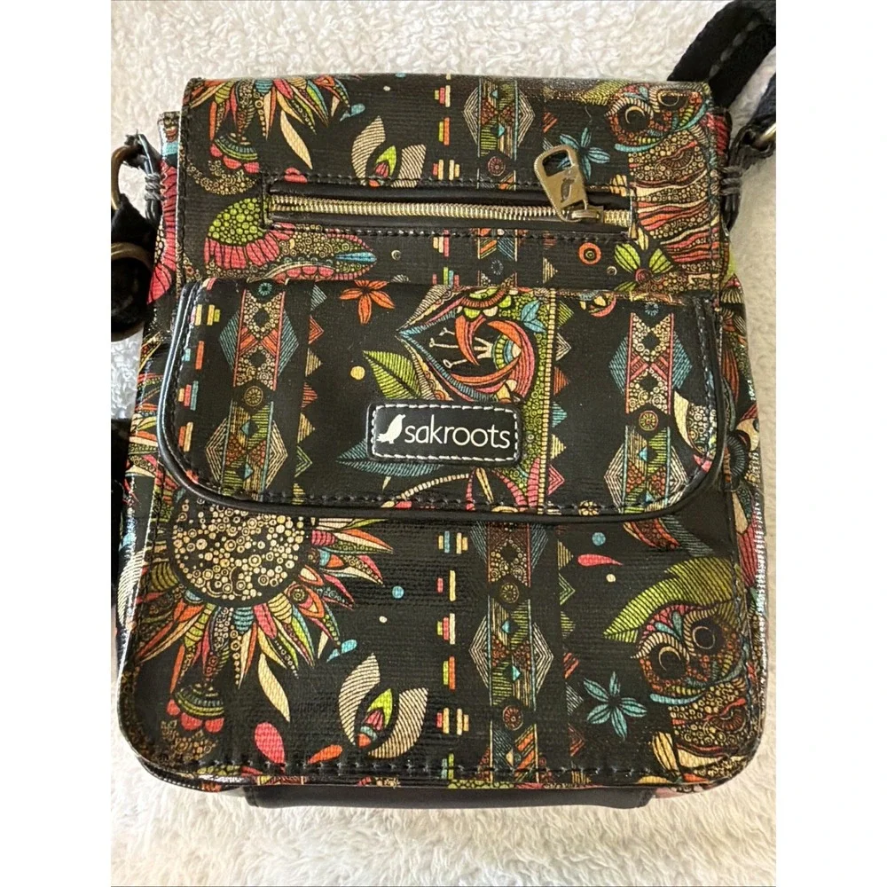 Sak Roots Purse Crossbody Bag Coated Eco Twill Floral Print Multicolored